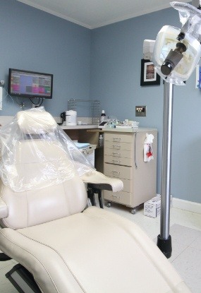 Exam room where dental services are provided