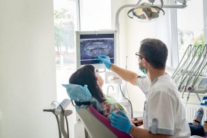 woman dental chair X-ray 