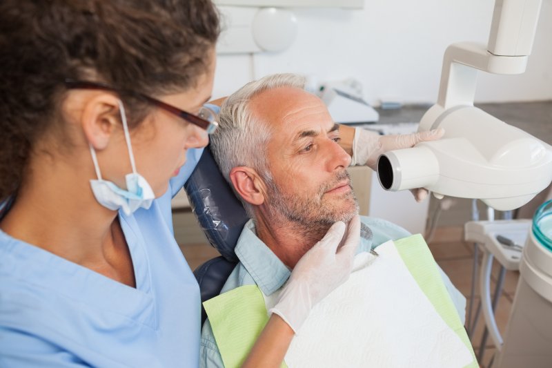 Patient getting a dental x-ray 